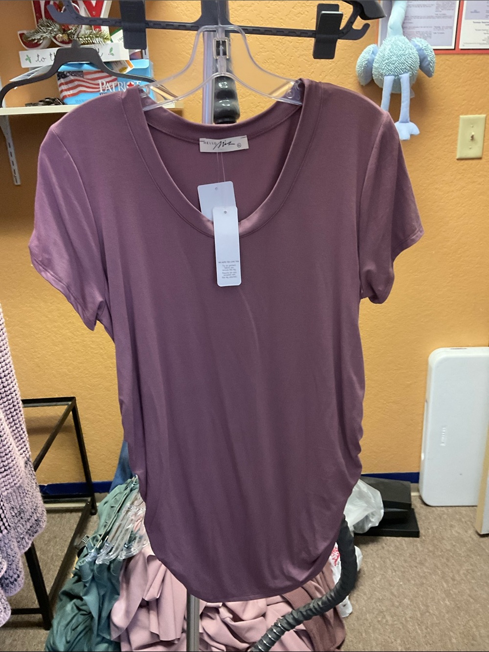 Hello MIZ Mauve Scoop Neck Short Sleeve Tee